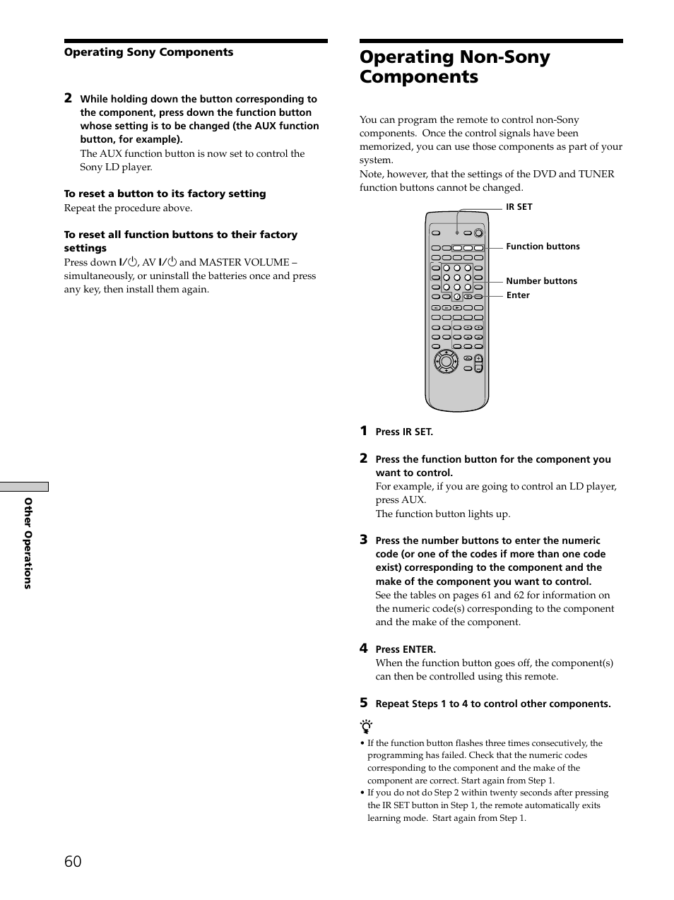 Operating non-sony components 60, Operating non-sony components, Operating sony components | Sony SAVA-D900 User Manual | Page 60 / 80