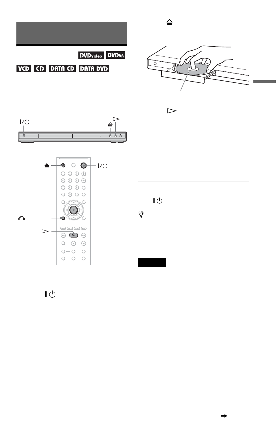 L0 - playing discs, L1 - playing discs, Playing discs | Disc tray (23), On (23) | Sony DVP-NS57P User Manual | Page 23 / 84