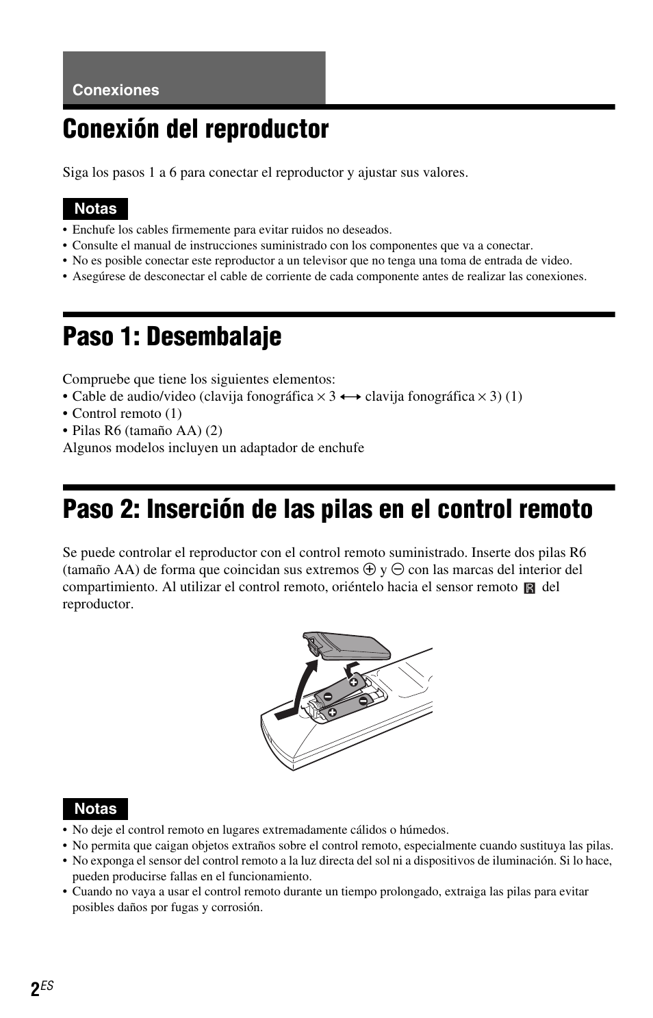 L0 - conexiones, L1ac - conexión del reproductor, L1 - paso 1: desembalaje | Conexiones, Conexión del reproductor, Paso 1: desembalaje | Sony DVP-NS57P User Manual | Page 74 / 84