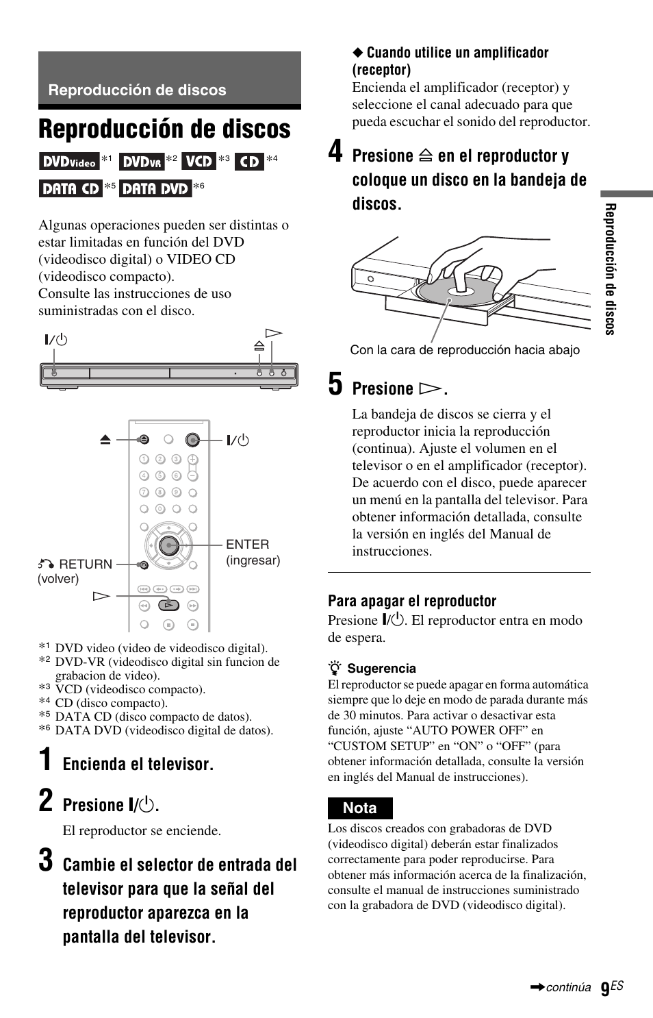 L0 - reproducción de discos, L1 - reproducción de discos *1 *2 *3 *4 *5 *6, Reproducción de discos | Sony DVP-NS57P User Manual | Page 81 / 84