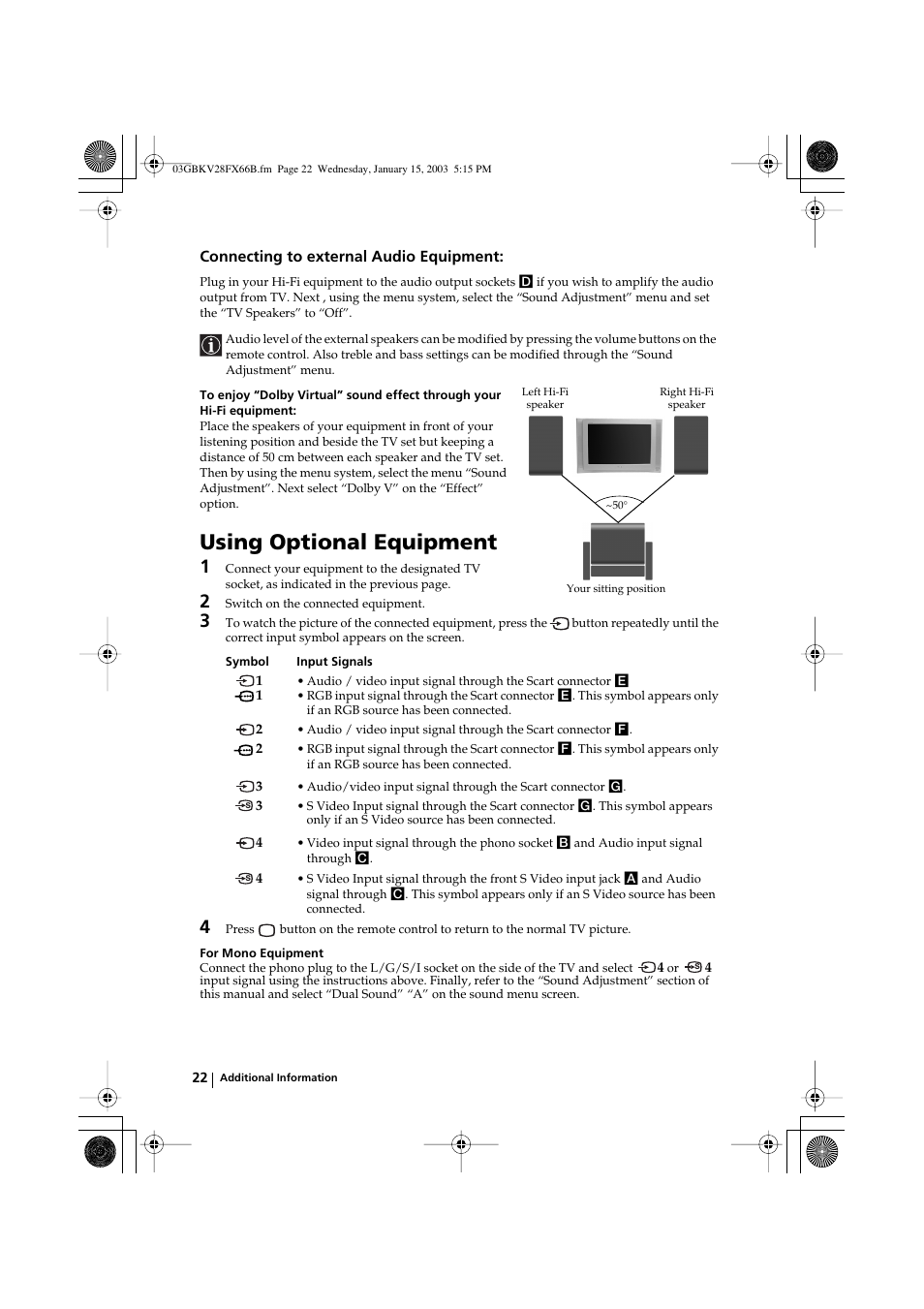 Using optional equipment | Sony KV-28FX66B User Manual | Page 22 / 28