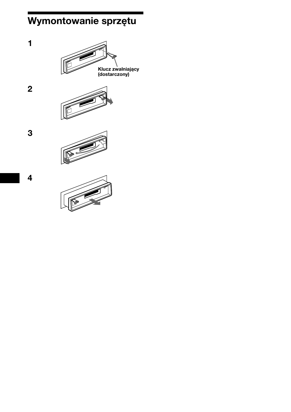 Wymontowanie sprzítu, Wymontowanie sprzętu | Sony XR-1800R User Manual | Page 34 / 92