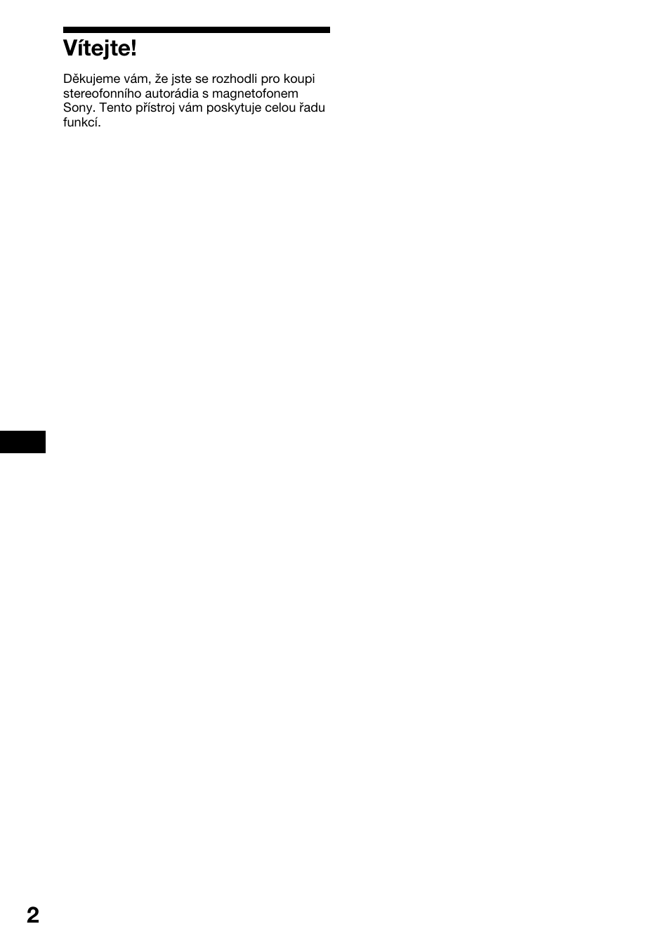 Vítejte | Sony XR-1800R User Manual | Page 38 / 92