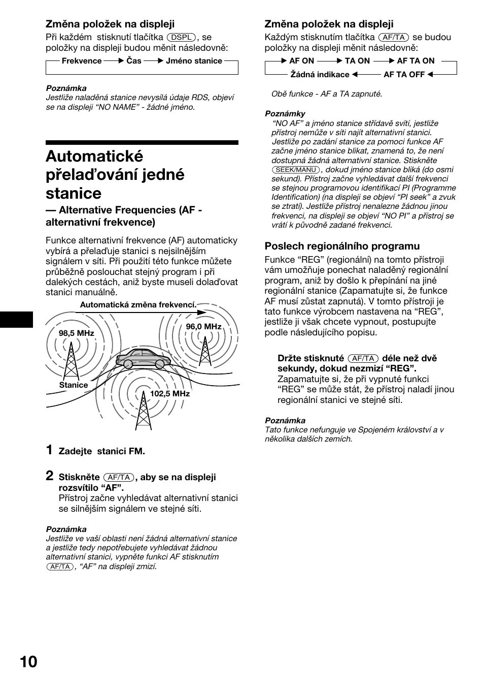 Automatické přela ování jedné stanice | Sony XR-1800R User Manual | Page 46 / 92