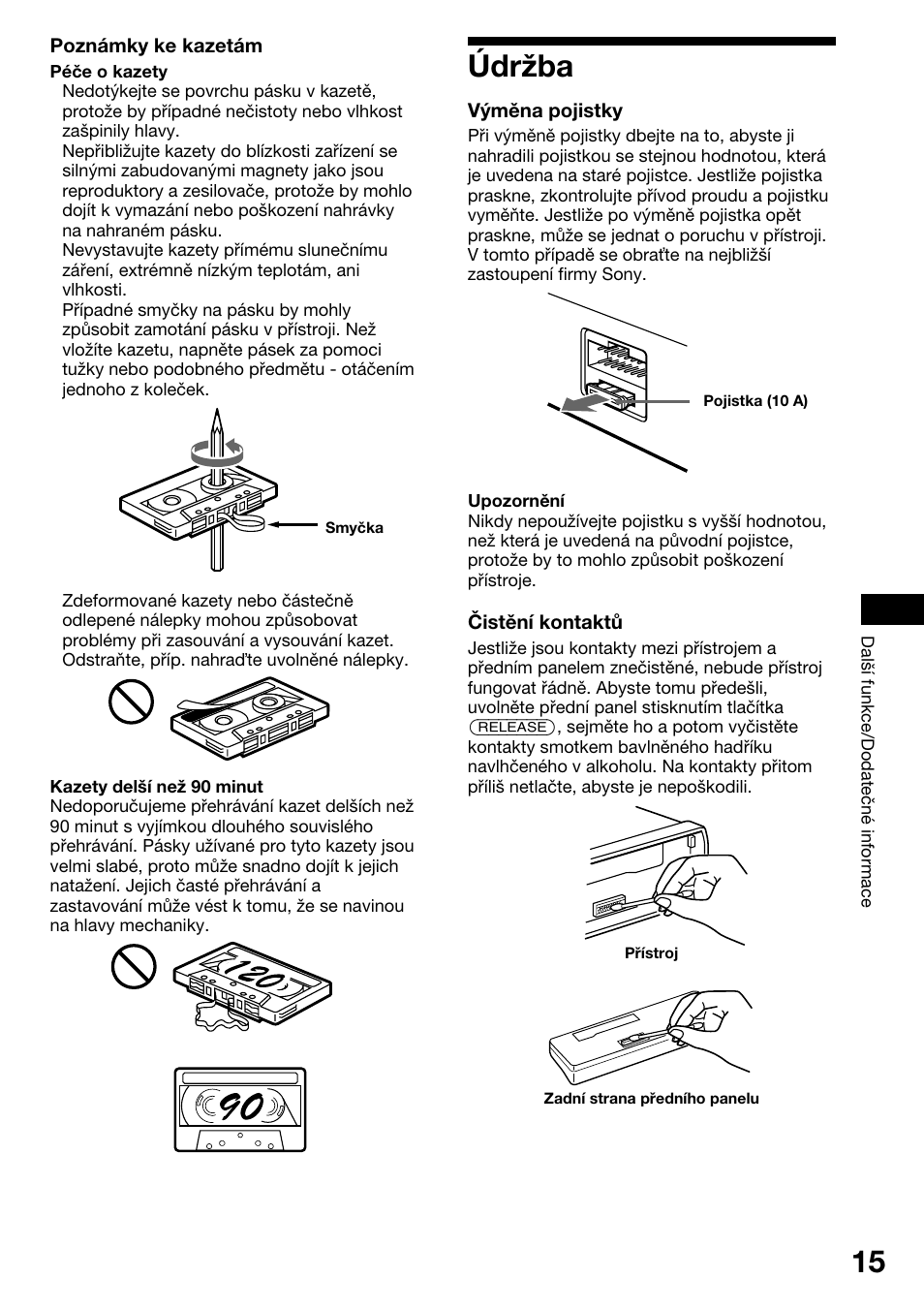 Dræba, Údržba | Sony XR-1800R User Manual | Page 51 / 92