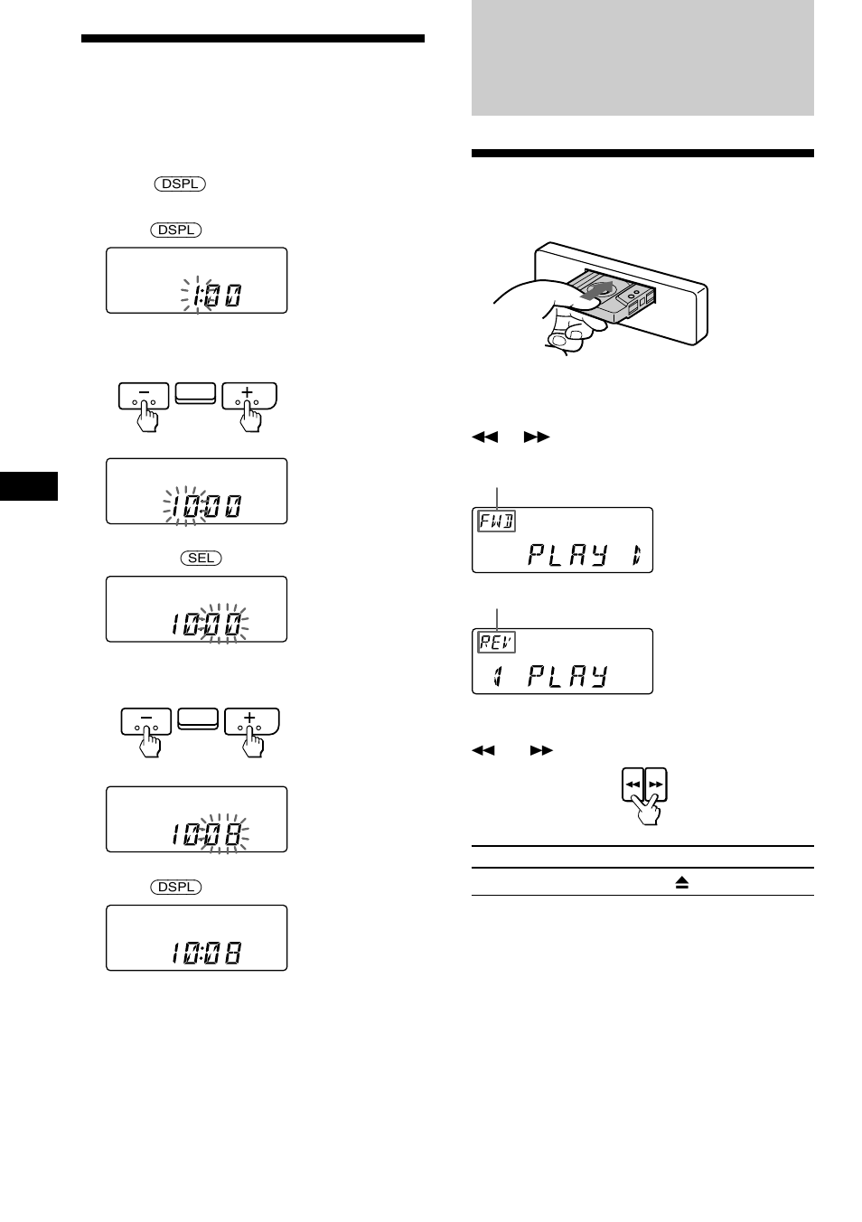 Cassette player, Listening to a tape, Setting the clock | Sony XR-1800R User Manual | Page 6 / 92