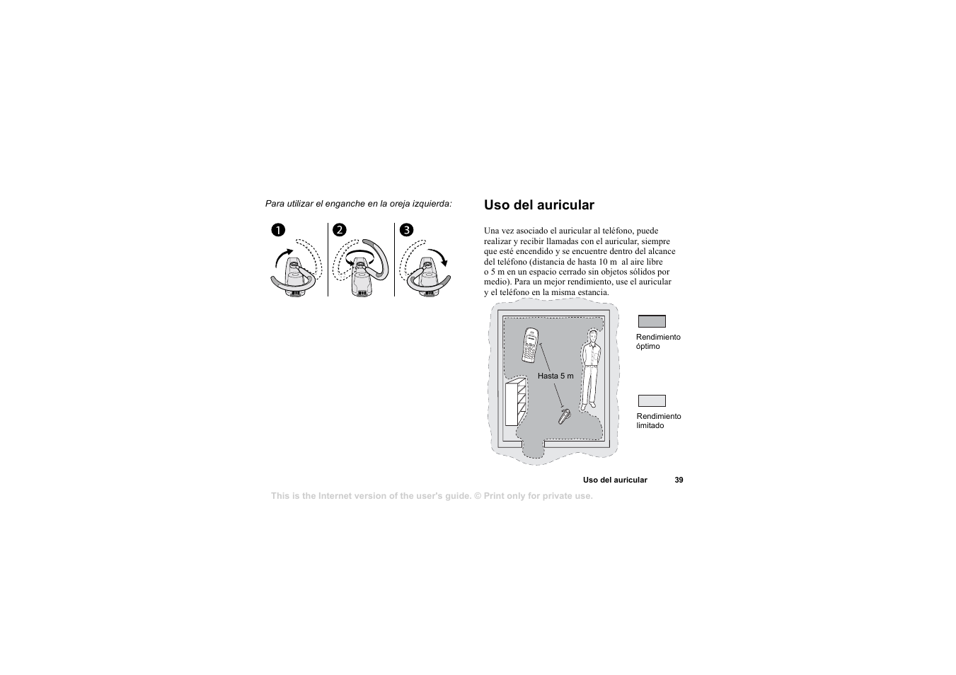 Uso del auricular, Uso del auricular 39 | Sony HBH-65 User Manual | Page 39 / 95