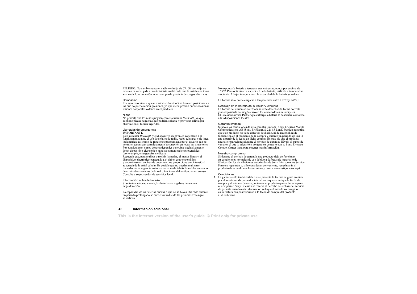 Sony HBH-65 User Manual | Page 46 / 95
