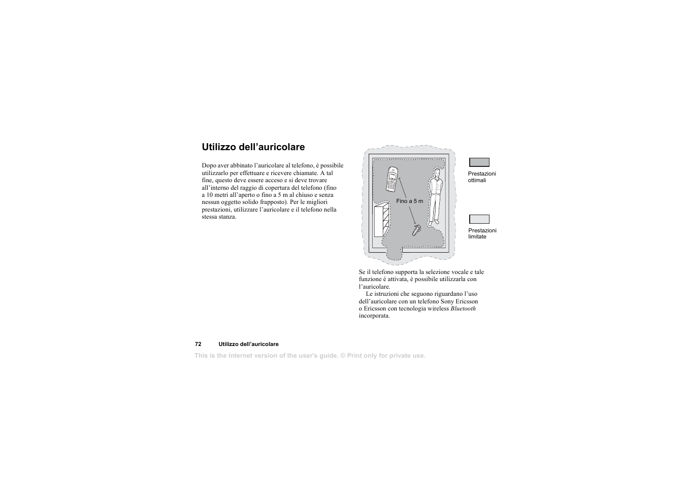 Utilizzo dell’auricolare, Utilizzo dell’auricolare 72 | Sony HBH-65 User Manual | Page 72 / 95