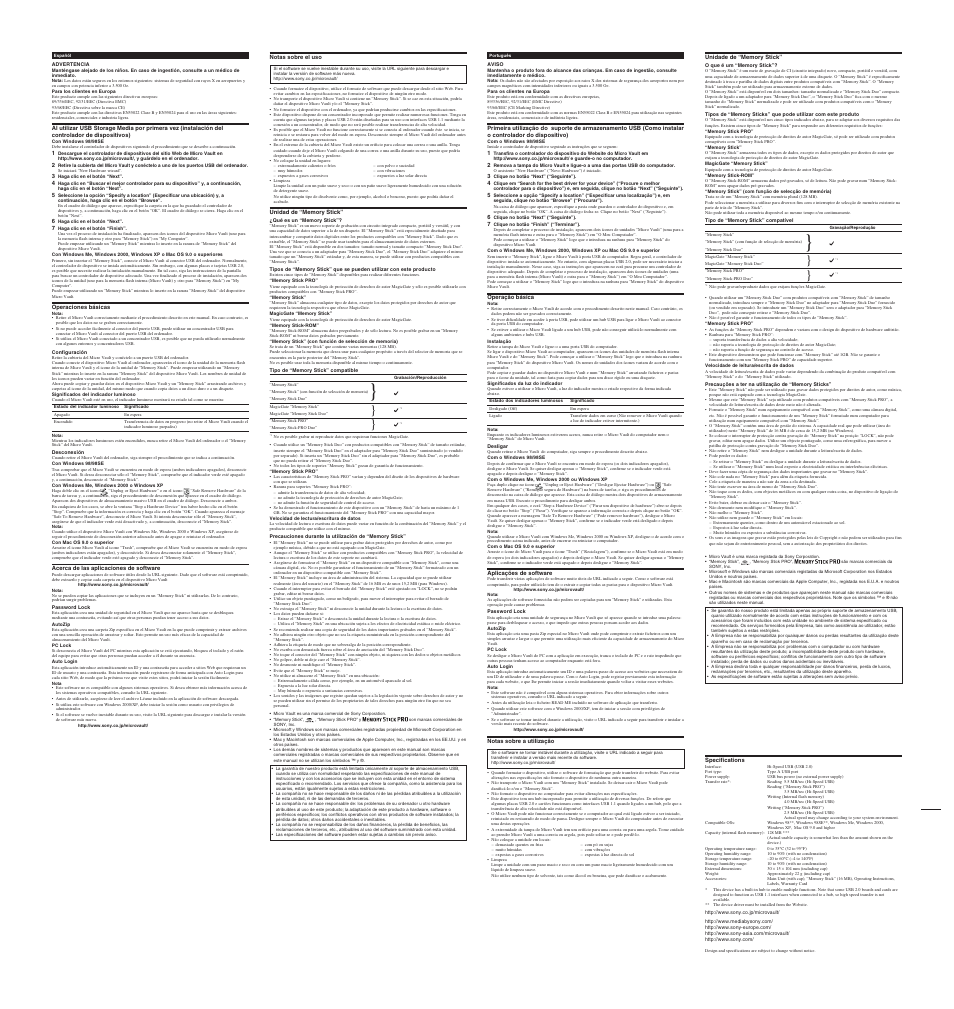 Sony USM128B User Manual | Page 2 / 2