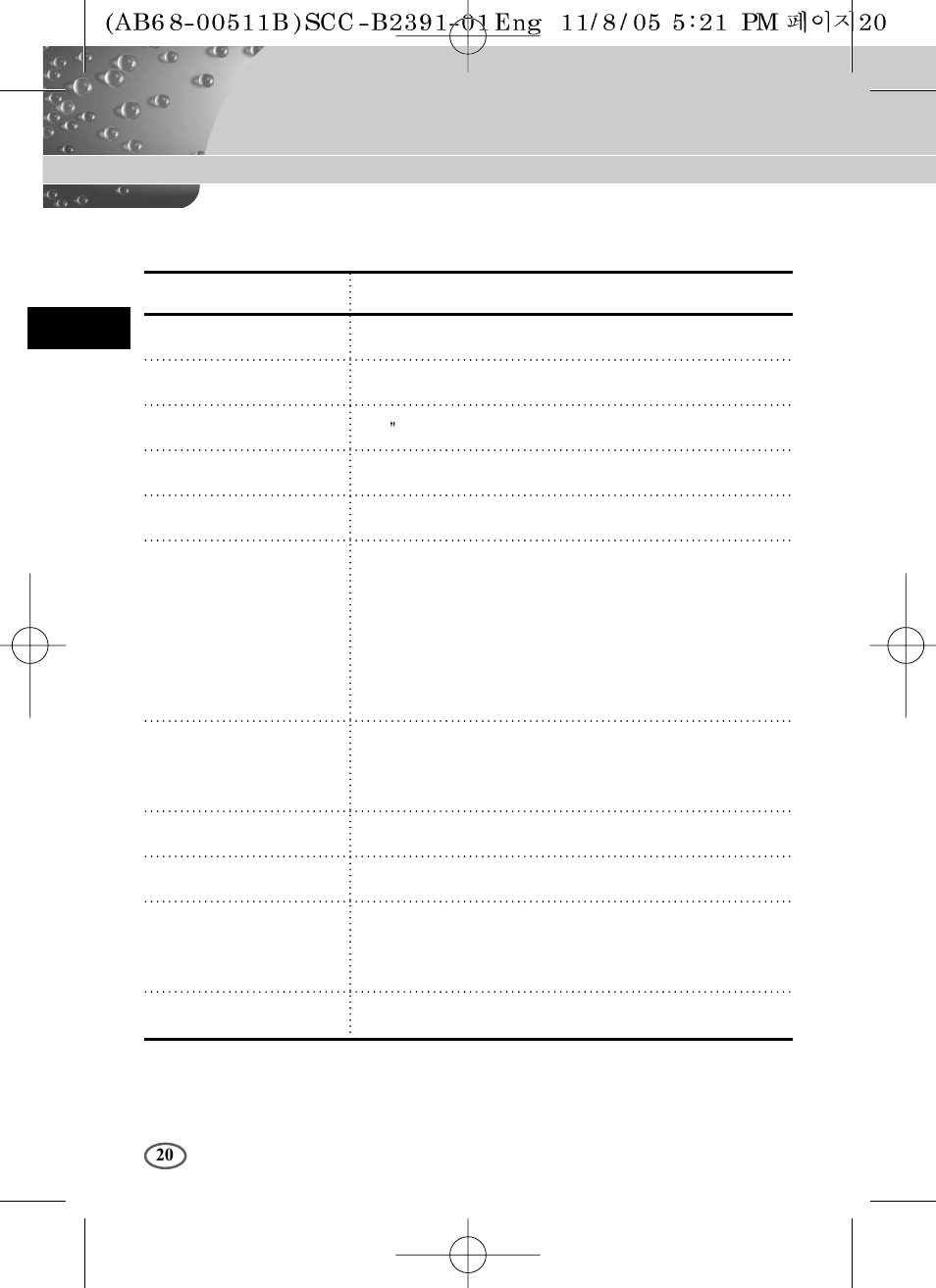 Product specification | Samsung SCC-B2091P User Manual | Page 20 / 168