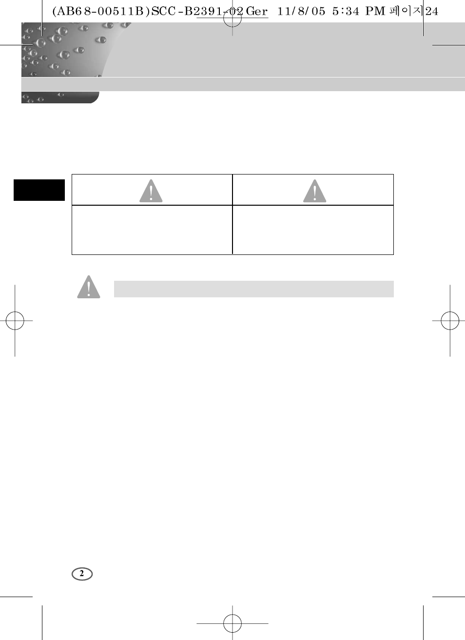 Sicherheitshinweise, Warnung | Samsung SCC-B2091P User Manual | Page 26 / 168