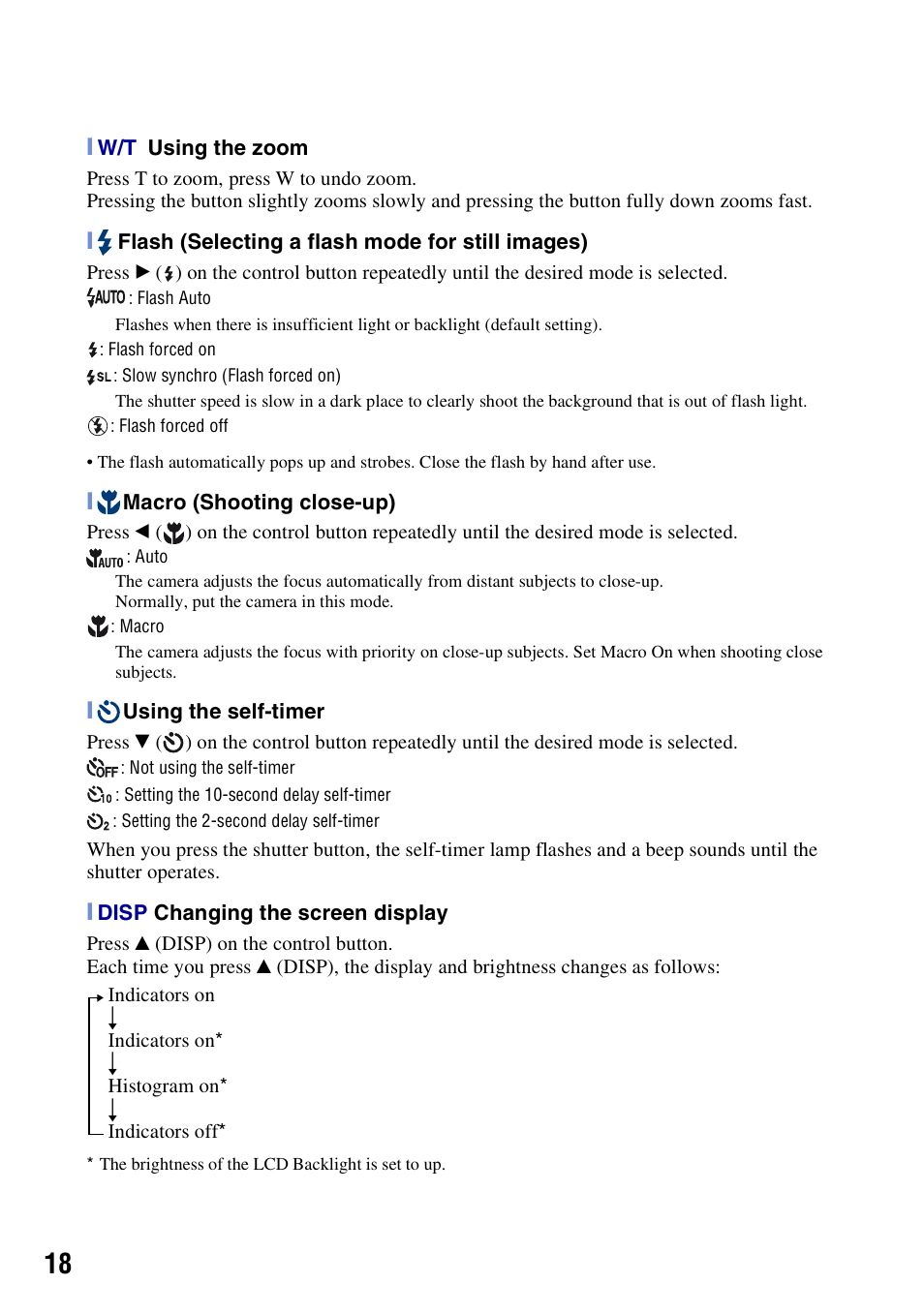 Sony Cyber-shot DSC-H50 User Manual | Page 18 / 88