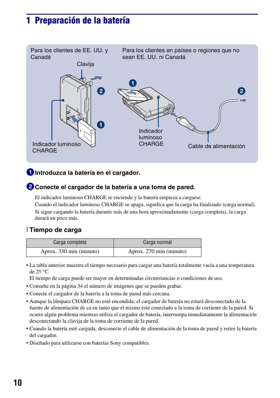 1 preparación de la batería | Sony Cyber-shot DSC-H50 User Manual | Page 52 / 88