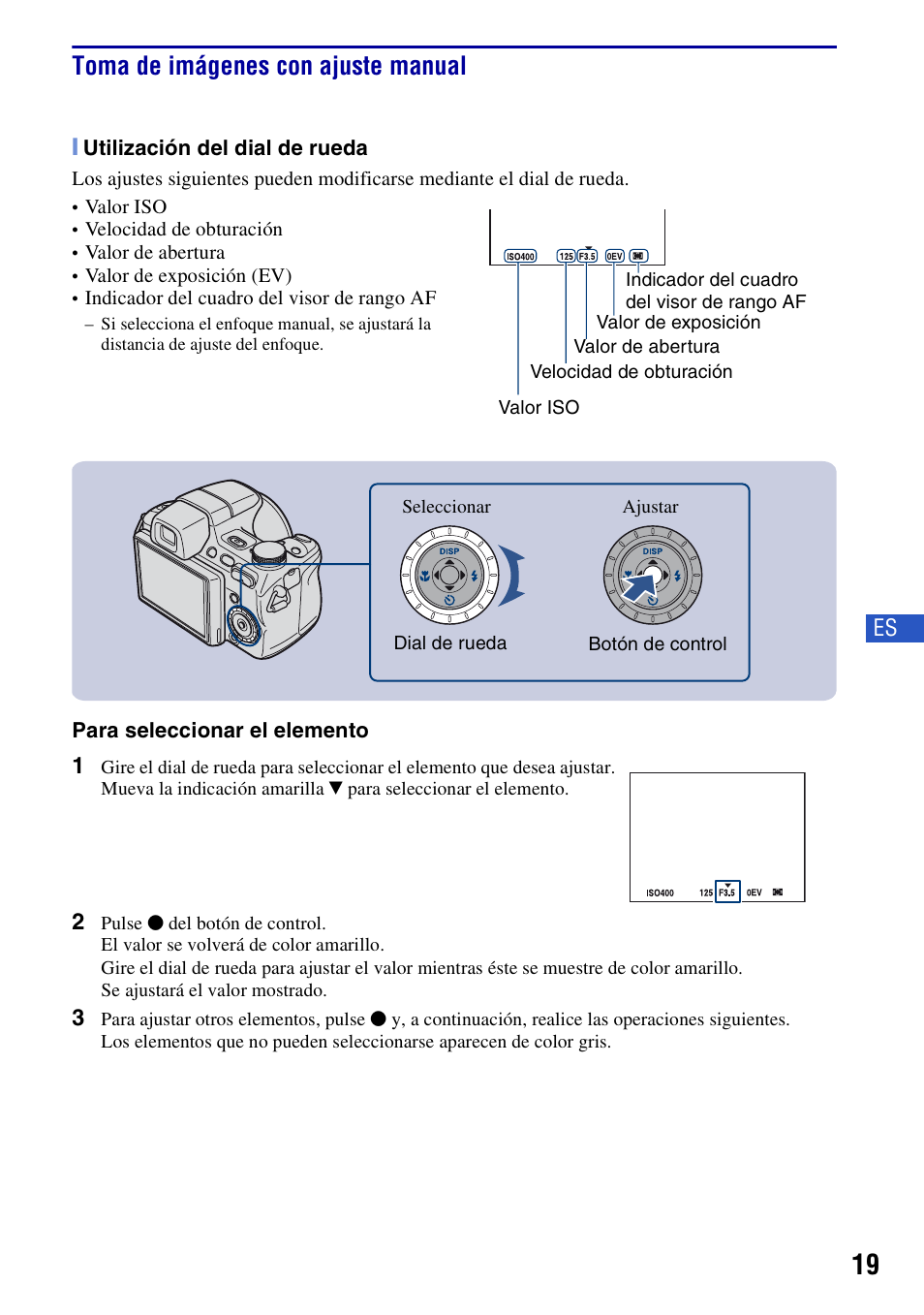 Toma de imágenes con ajuste manual | Sony Cyber-shot DSC-H50 User Manual | Page 61 / 88