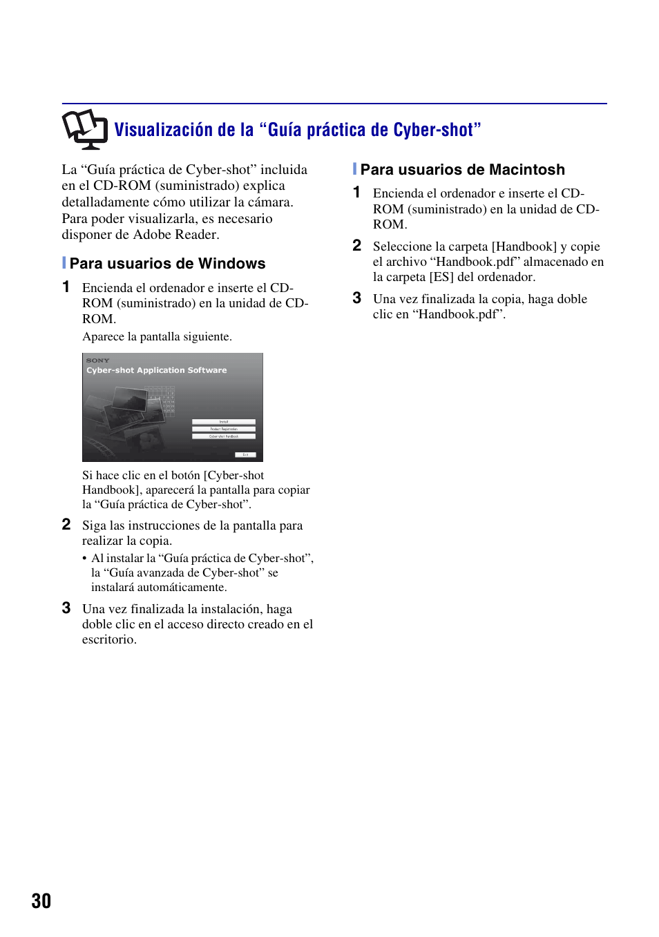 Visualización de la “guía práctica de cyber-shot | Sony Cyber-shot DSC-H50 User Manual | Page 72 / 88