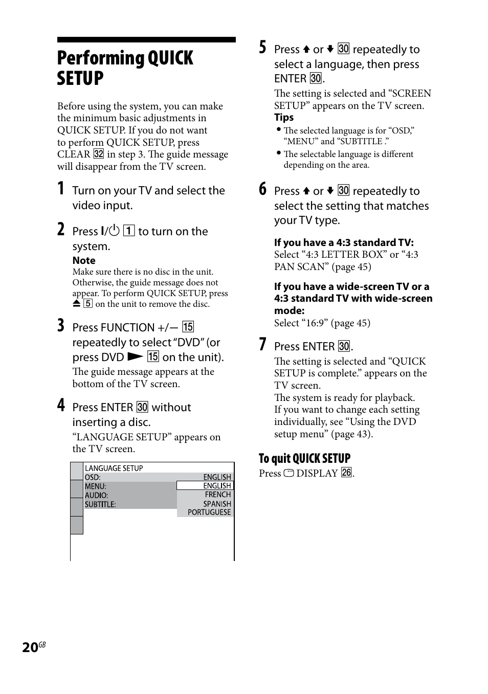 Performing quick setup | Sony CMT-DH7BT User Manual | Page 20 / 92