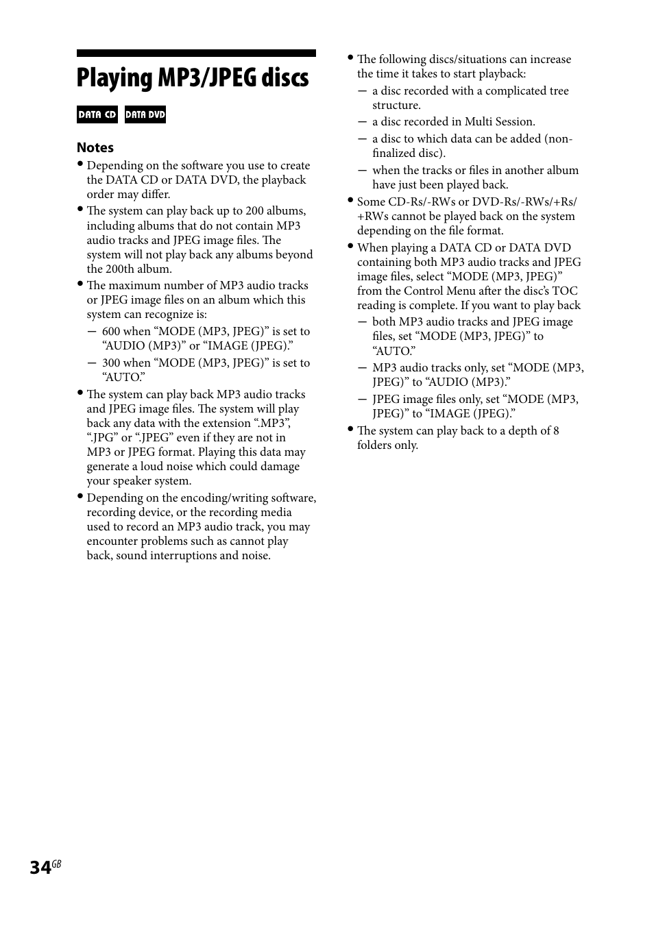 Playing mp3/jpeg discs | Sony CMT-DH7BT User Manual | Page 34 / 92