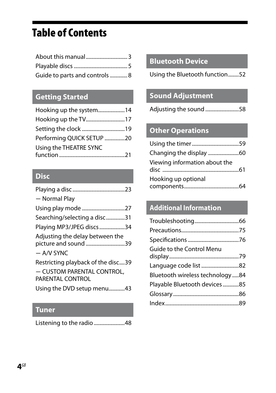 Sony CMT-DH7BT User Manual | Page 4 / 92