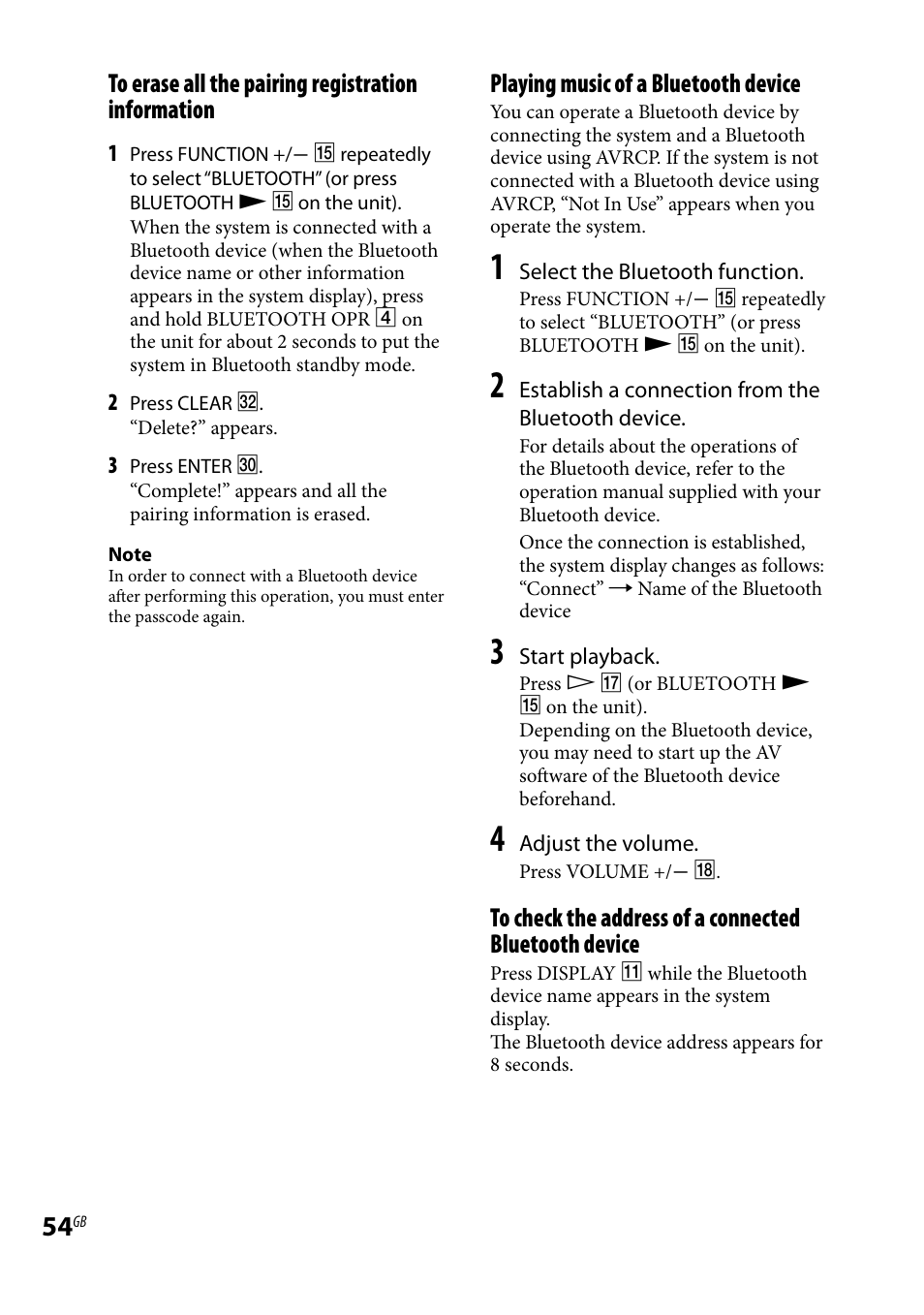 Playing music of a bluetooth device | Sony CMT-DH7BT User Manual | Page 54 / 92