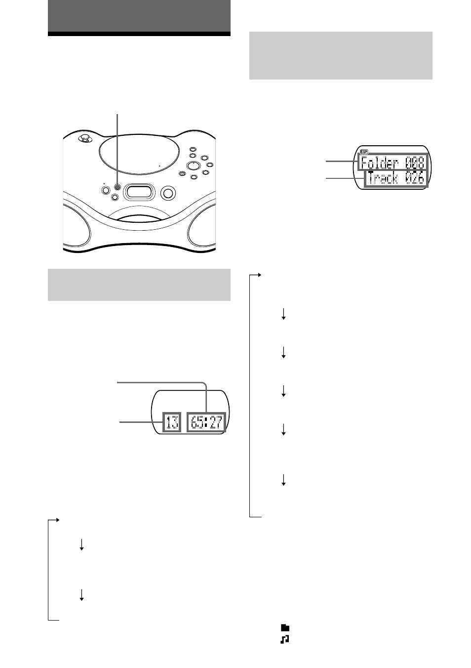 El reproductor de cd, Utilización del visor, Comprobación de la información de un cd de audio | Sony ZS-X3CP User Manual | Page 36 / 56