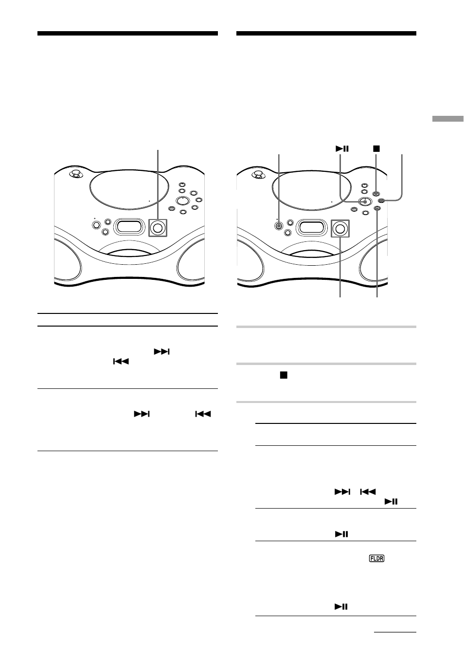 Localización de un punto específico en una pista, Localización de un punto específico en una, Pista | Reproducción de pistas de forma repetida, Reproducción repetida) | Sony ZS-X3CP User Manual | Page 37 / 56