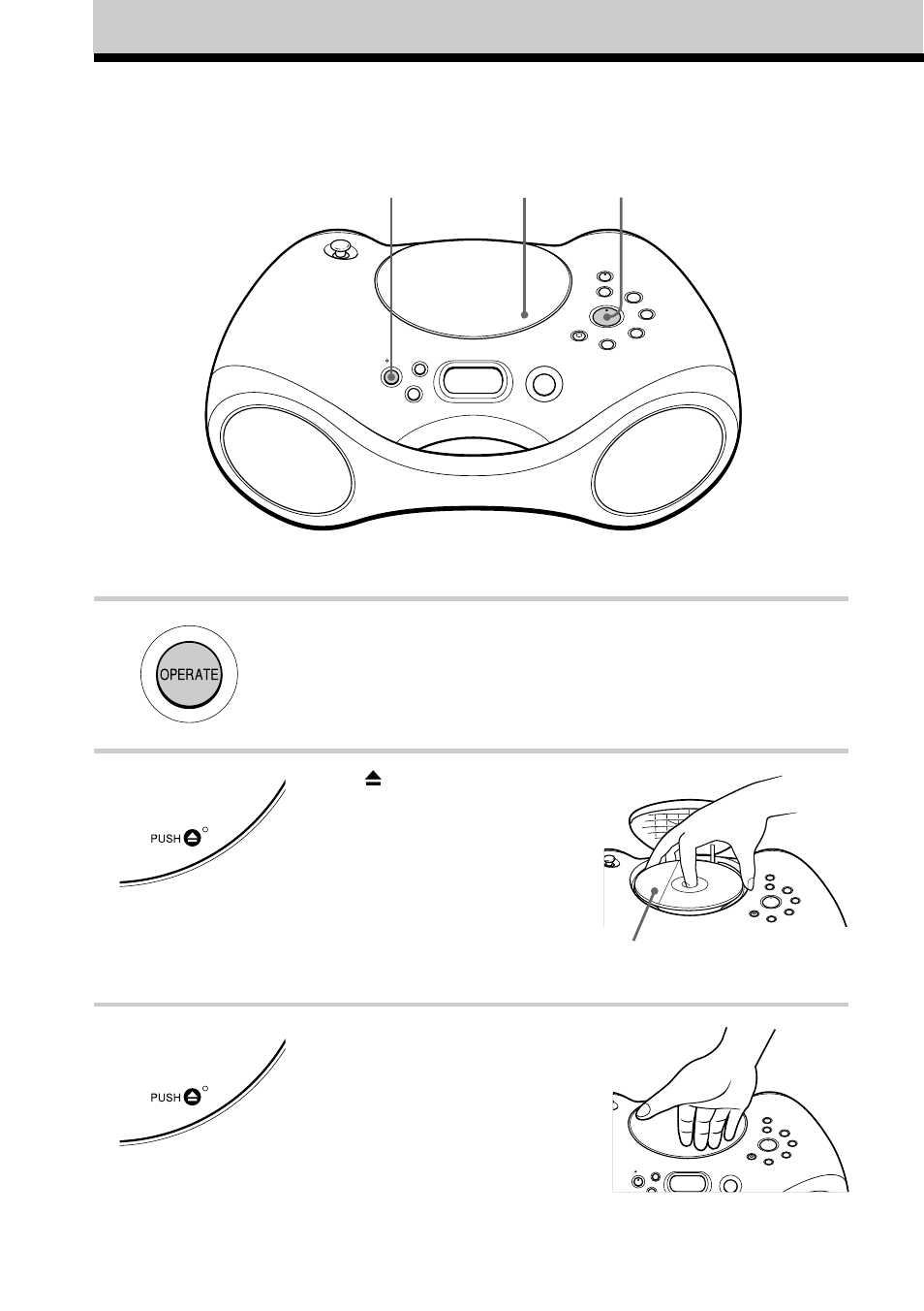 Basic operations, Playing an audio cd or mp3 files | Sony ZS-X3CP User Manual | Page 4 / 56