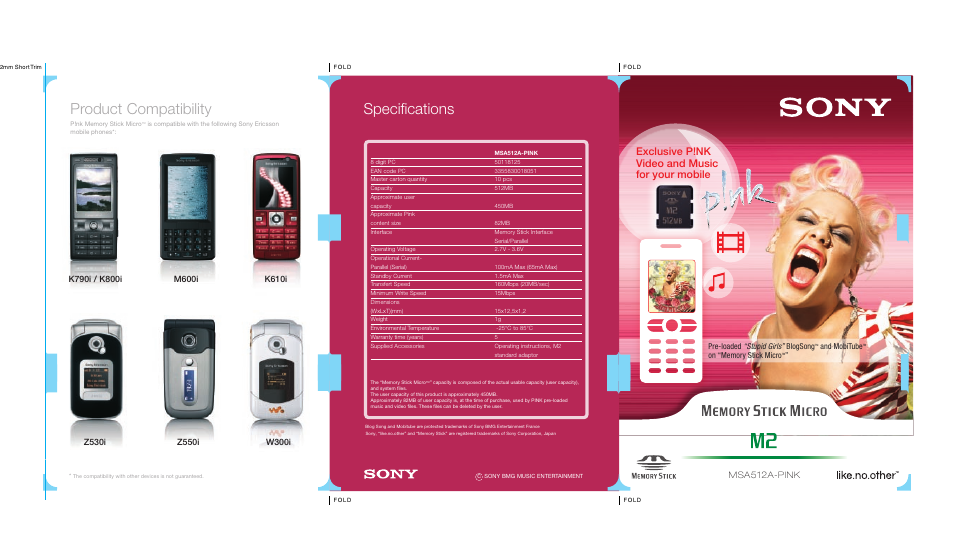 Sony MSA512A-PINK User Manual | 2 pages