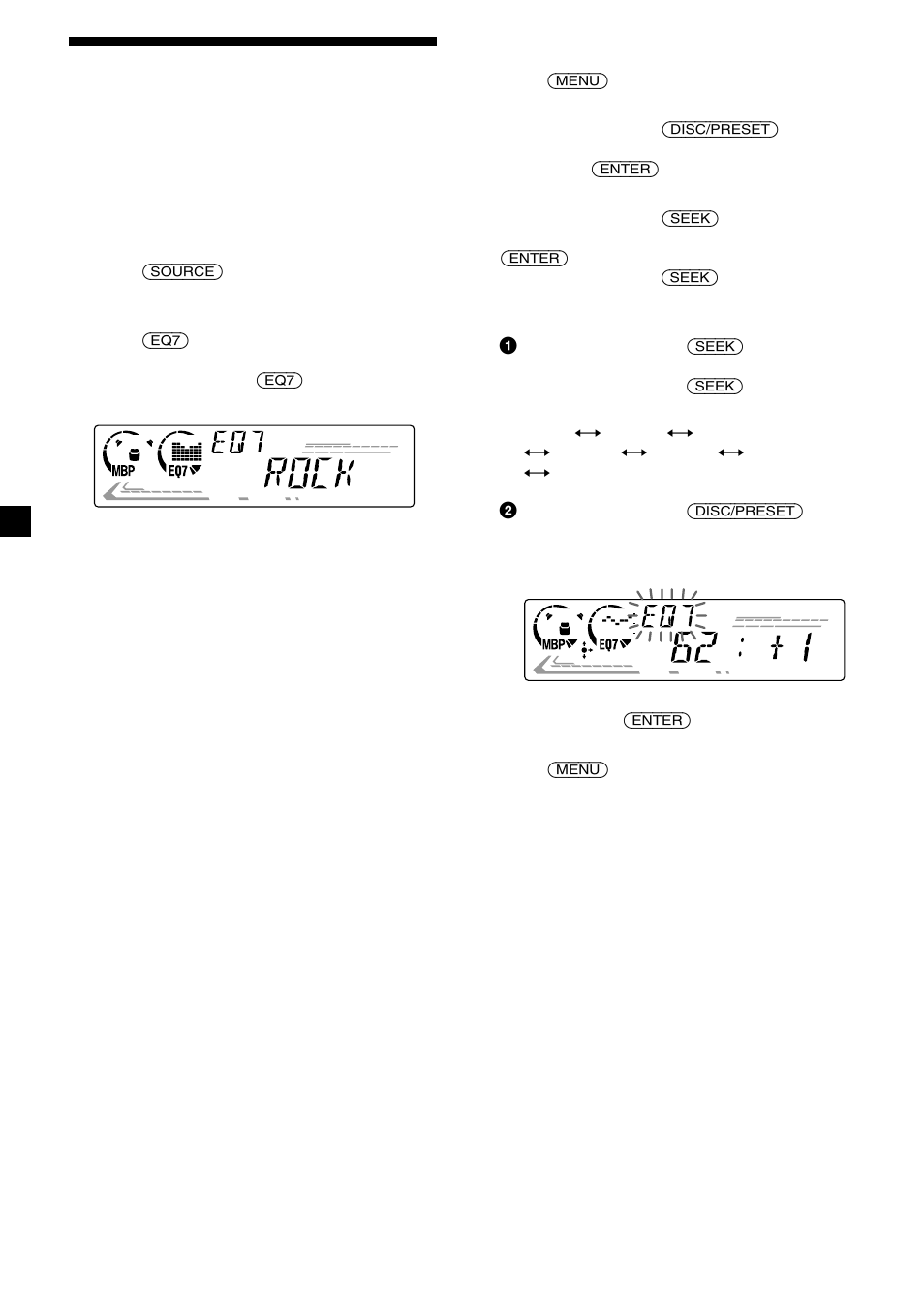 Setting the equalizer, 20 setting the equalizer | Sony CDX-CA660X User Manual | Page 20 / 28