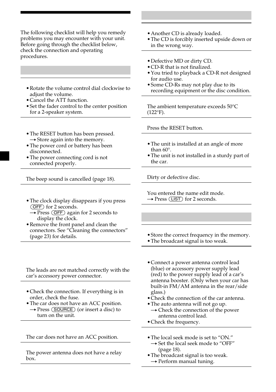 Troubleshooting | Sony CDX-CA660X User Manual | Page 26 / 28
