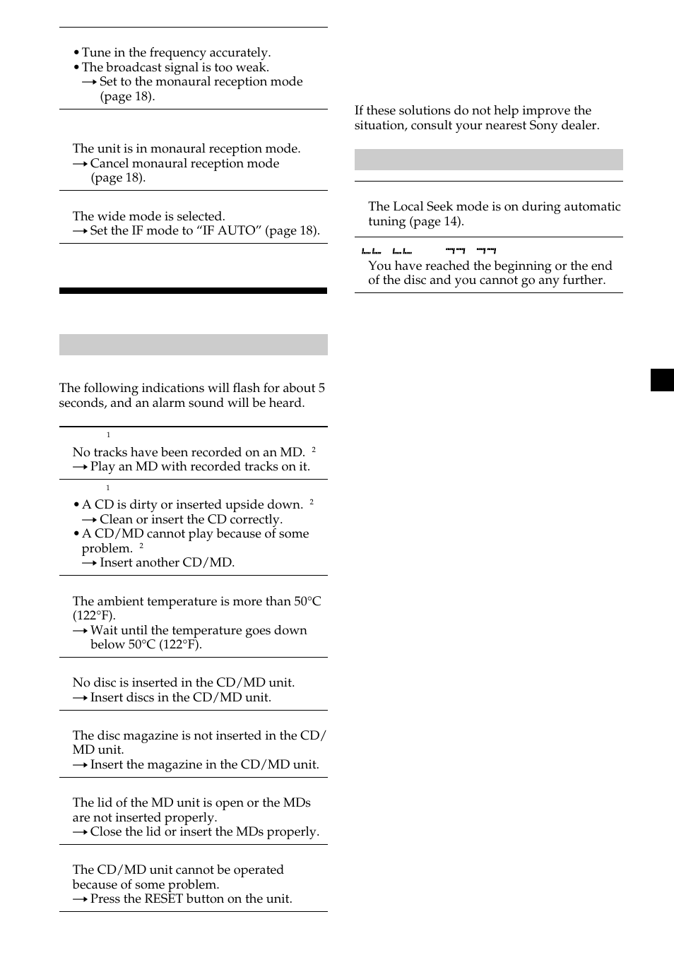 Error displays/messages | Sony CDX-CA660X User Manual | Page 27 / 28