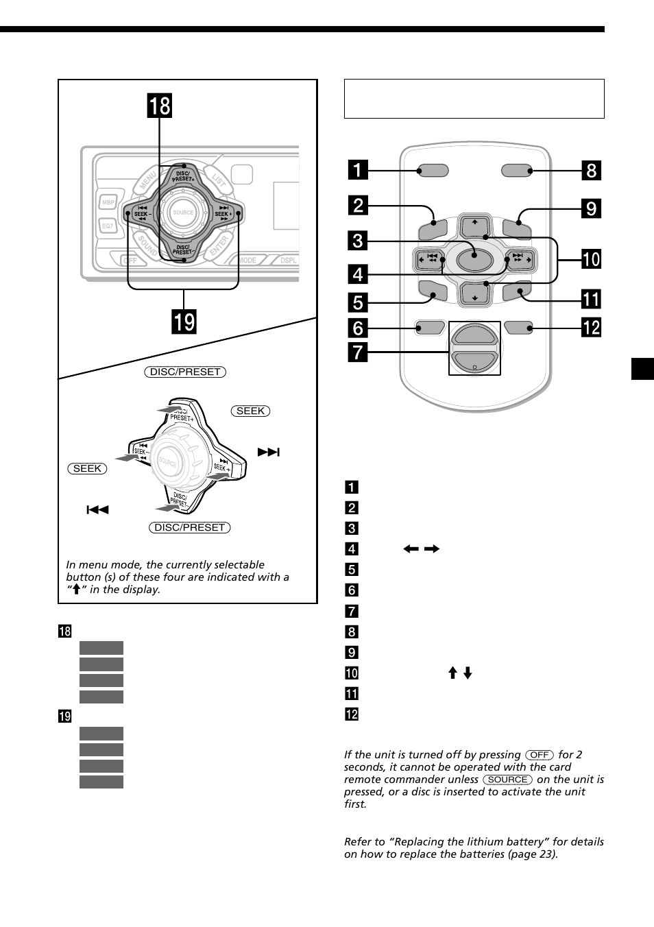 Card remote commander rm-x114 | Sony CDX-CA660X User Manual | Page 5 / 28