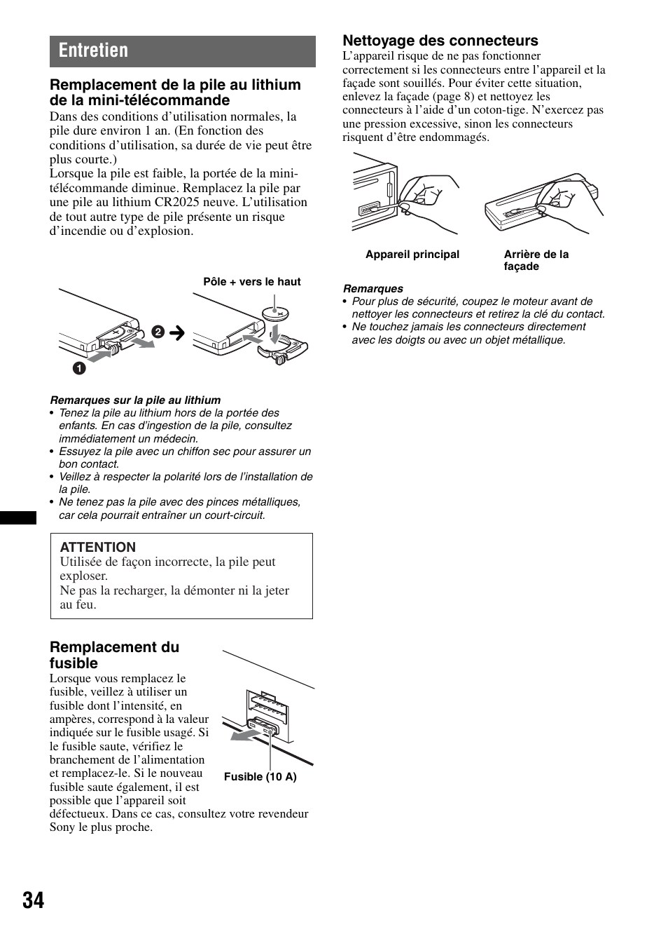 Entretien | Sony Bluetooth 4-158-429-31(1) User Manual | Page 108 / 196