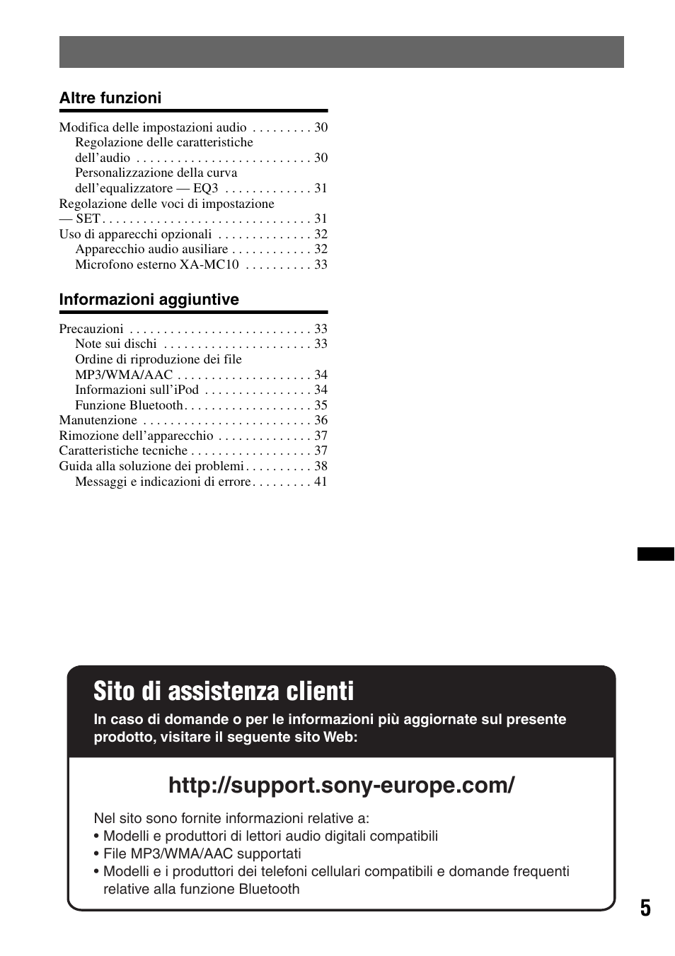 Sito di assistenza clienti | Sony Bluetooth 4-158-429-31(1) User Manual | Page 117 / 196