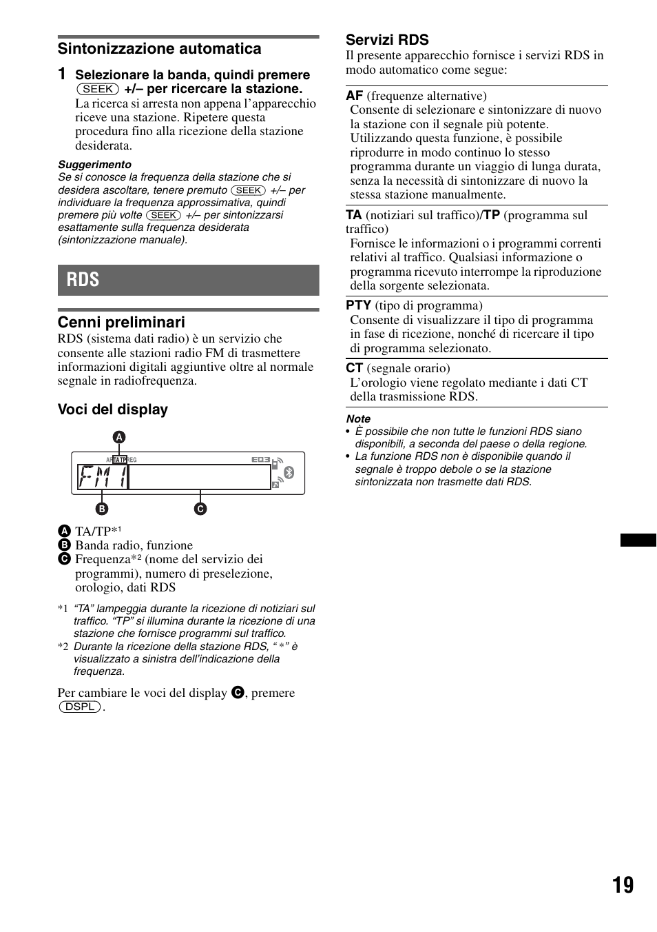 Sintonizzazione automatica, Cenni preliminari | Sony Bluetooth 4-158-429-31(1) User Manual | Page 131 / 196
