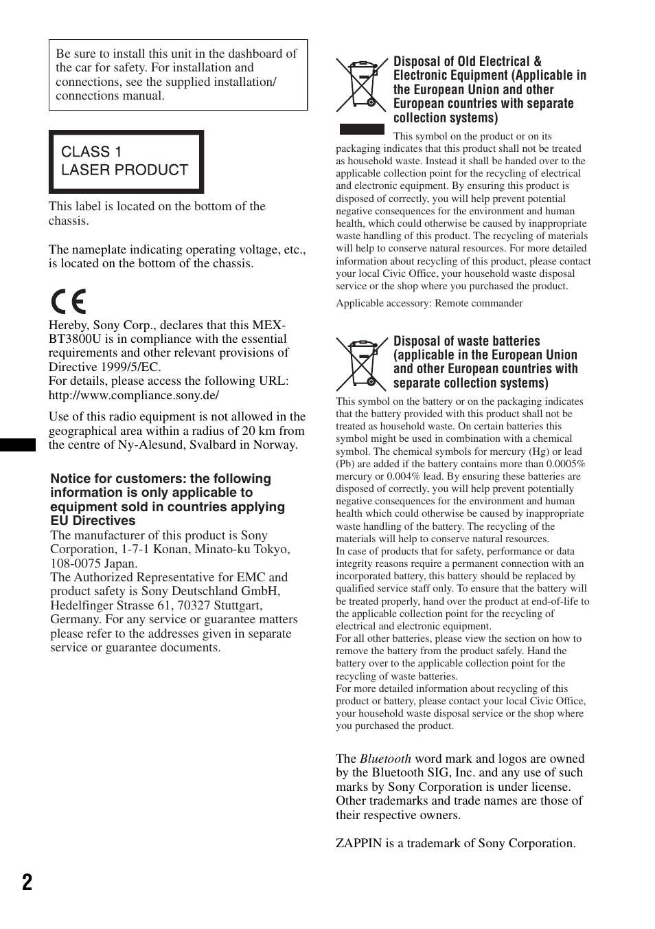 Sony Bluetooth 4-158-429-31(1) User Manual | Page 2 / 196