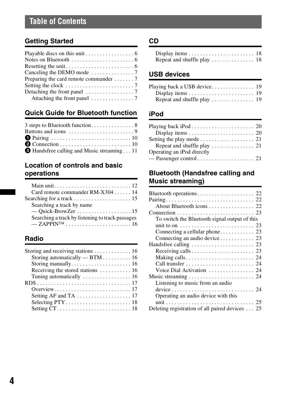 Sony Bluetooth 4-158-429-31(1) User Manual | Page 4 / 196