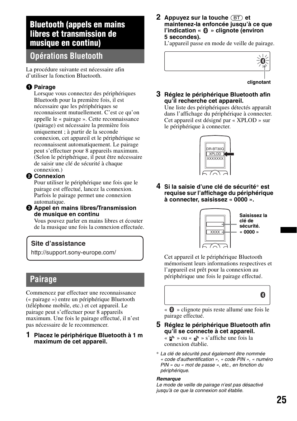 Opérations bluetooth, Pairage, Opérations bluetooth pairage | Sony Bluetooth 4-158-429-31(1) User Manual | Page 99 / 196