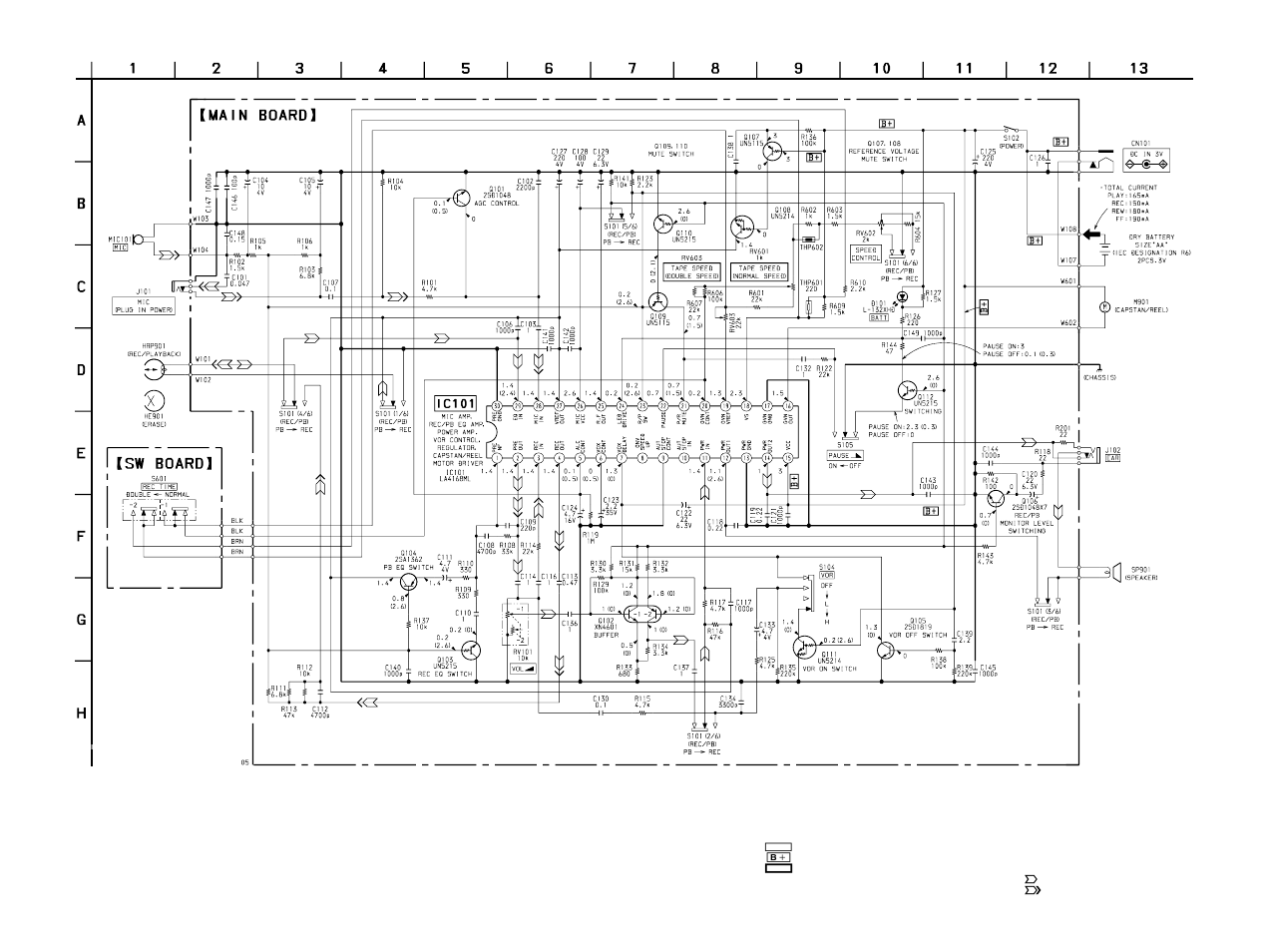 Schematic diagram | Sony TCM-23DV User Manual | Page 11 / 16