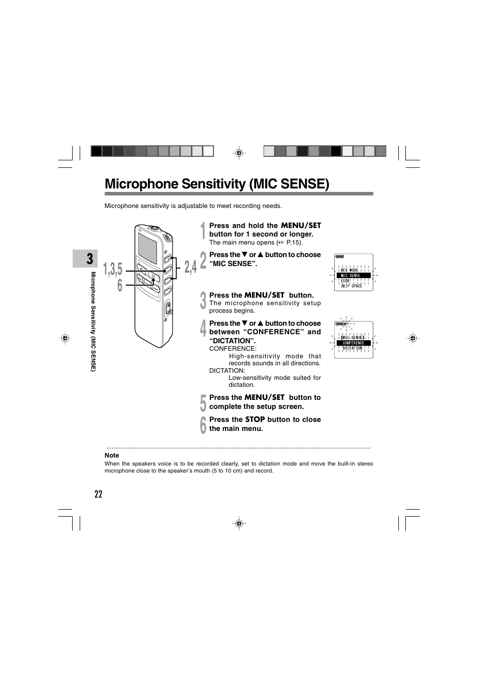 Microphone sensitivity (mic sense) | Sony DS-2 User Manual | Page 22 / 64