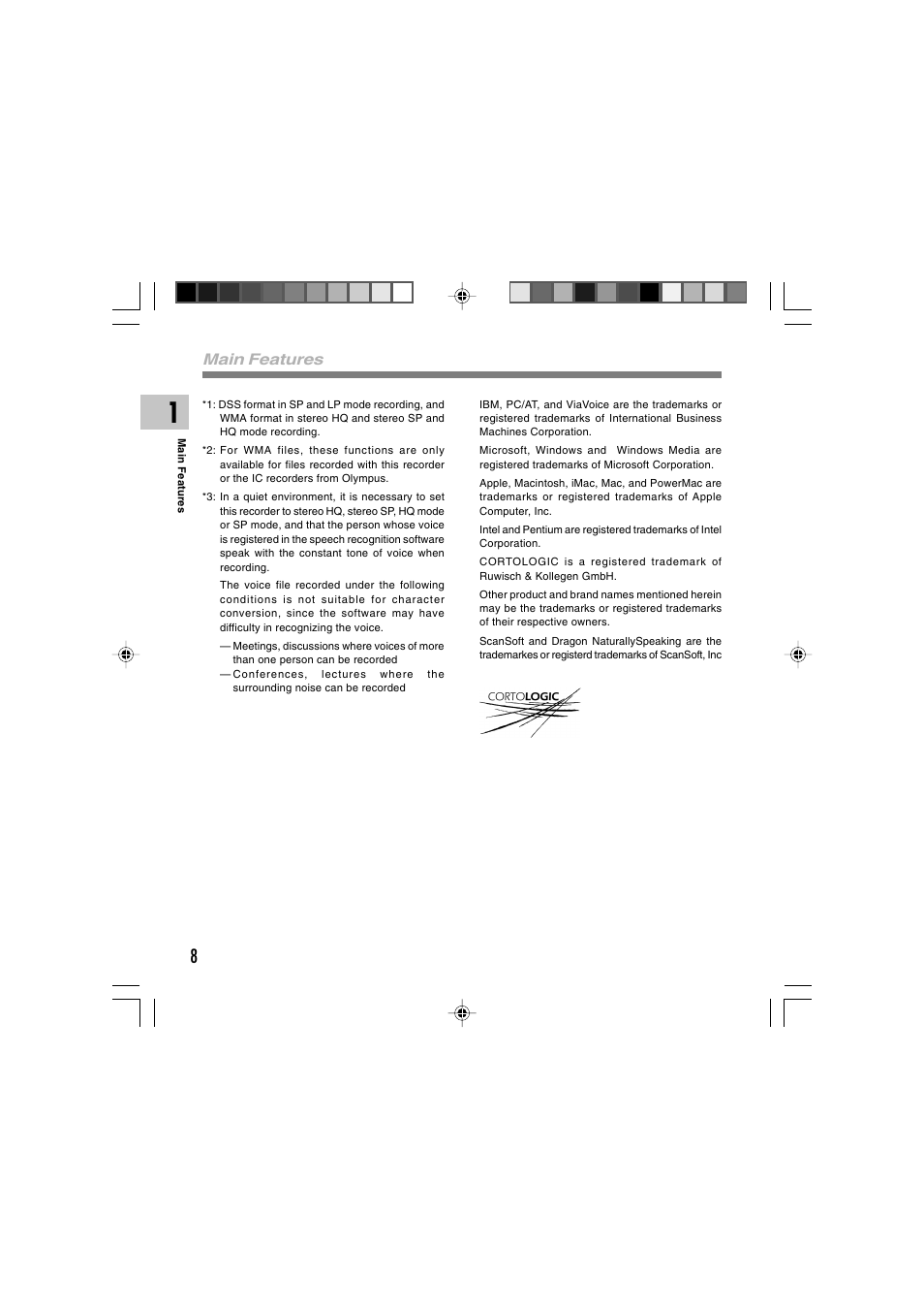 Main features | Sony DS-2 User Manual | Page 8 / 64