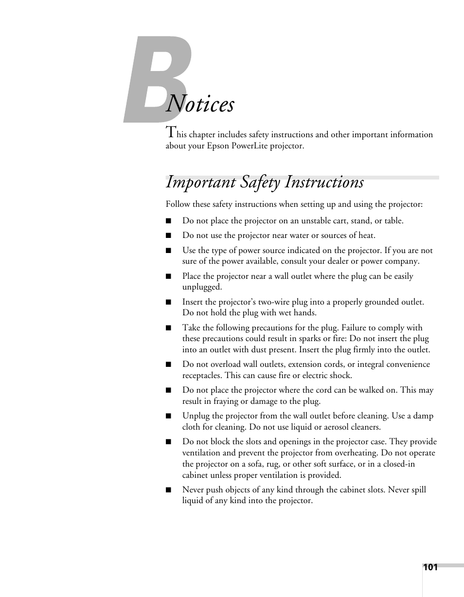 Notices, Important safety instructions | Sony 76c User Manual | Page 101 / 111