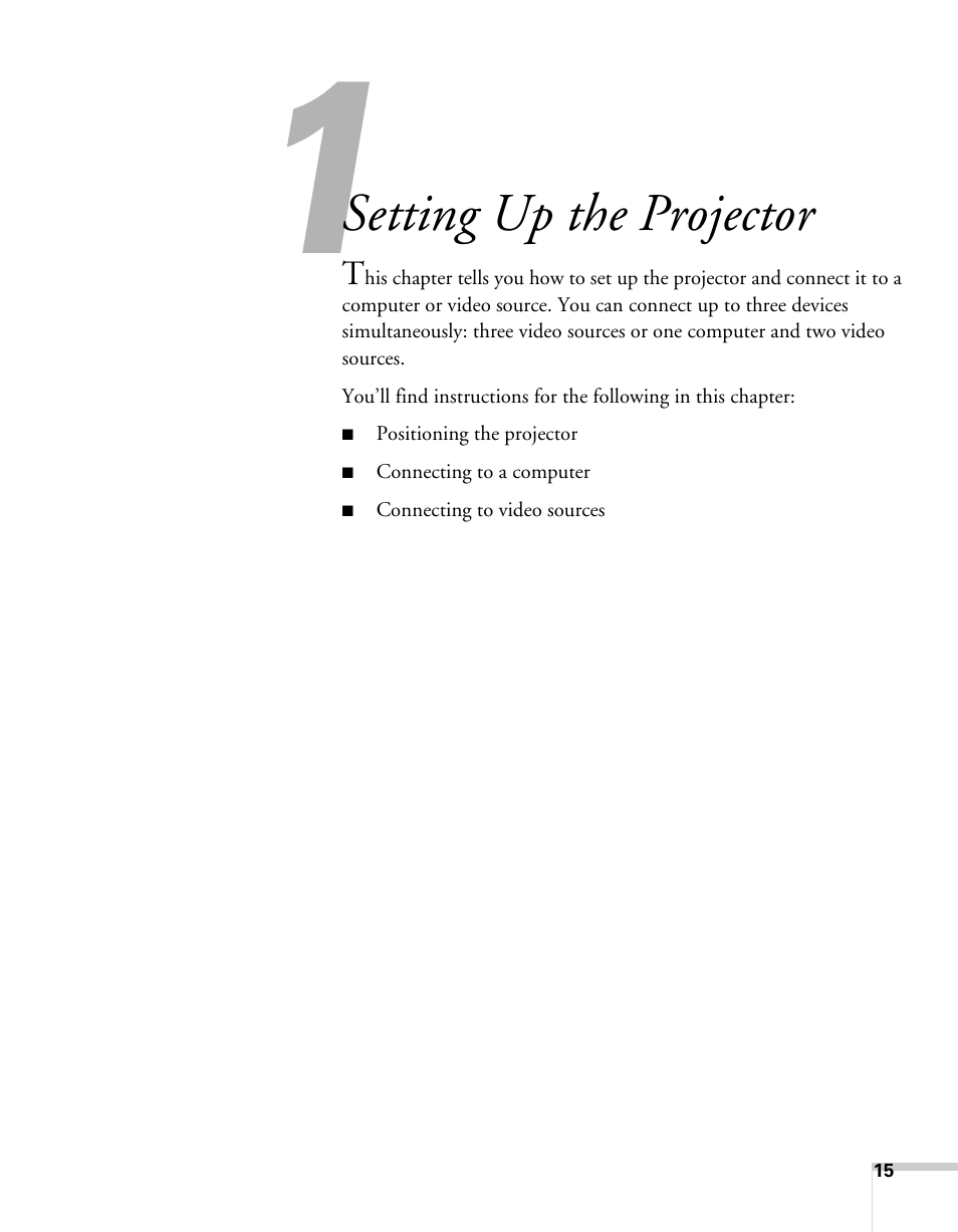 Setting up the projector | Sony 76c User Manual | Page 15 / 111
