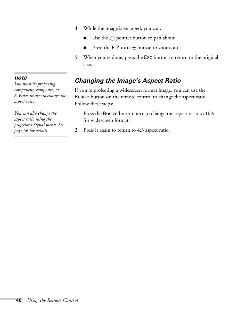 Changing the image’s aspect ratio | Sony 76c User Manual | Page 46 / 111