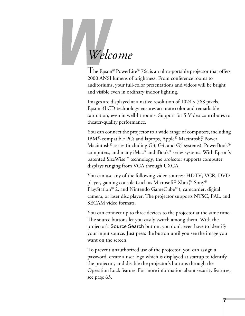 Welcome | Sony 76c User Manual | Page 7 / 111