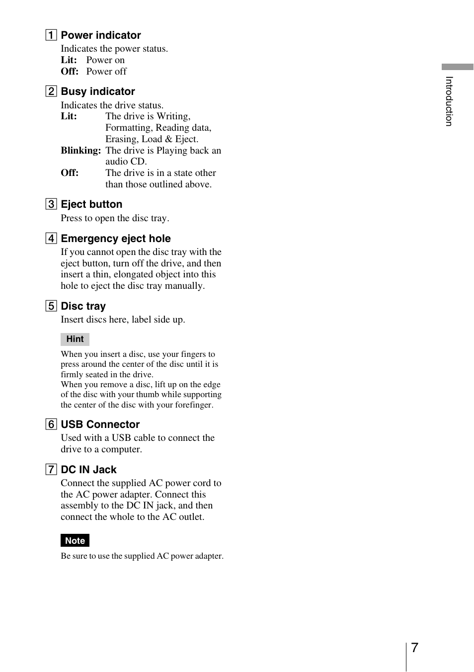 Sony DRX-S70U-W User Manual | Page 7 / 24