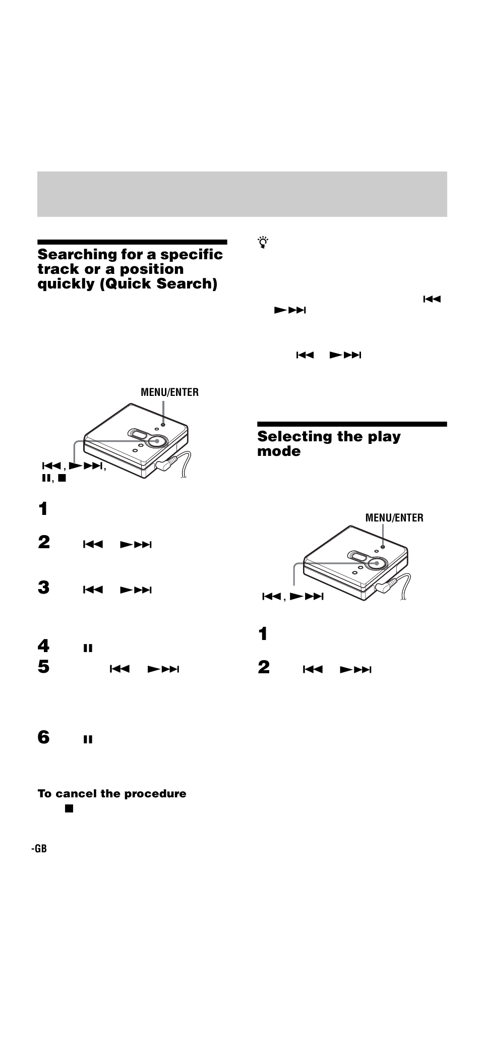 Various ways of playback, Selecting the play mode | Sony Walkman MZ-E310 User Manual | Page 10 / 364