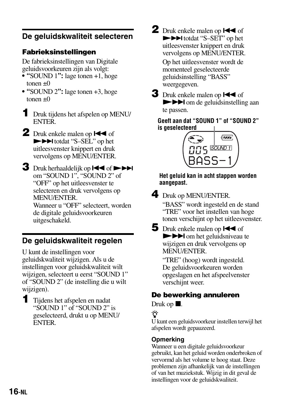 De geluidskwaliteit selecteren, De geluidskwaliteit regelen | Sony Walkman MZ-E310 User Manual | Page 104 / 364