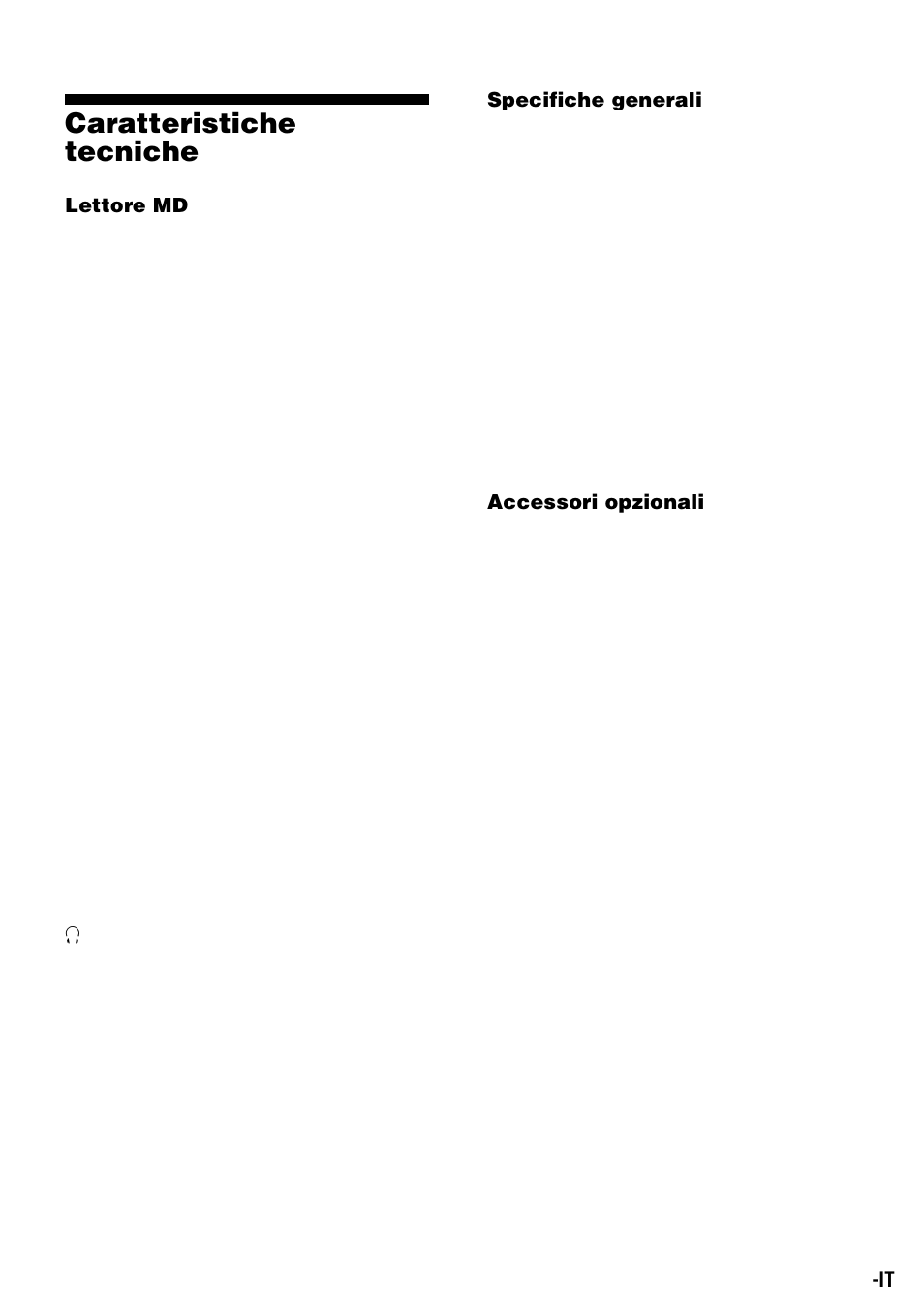 Caratteristiche tecniche | Sony Walkman MZ-E310 User Manual | Page 155 / 364