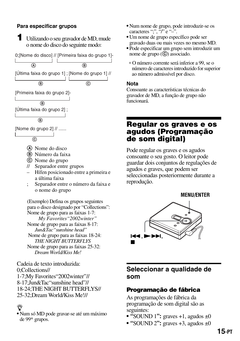 Seleccionar a qualidade de som | Sony Walkman MZ-E310 User Manual | Page 169 / 364